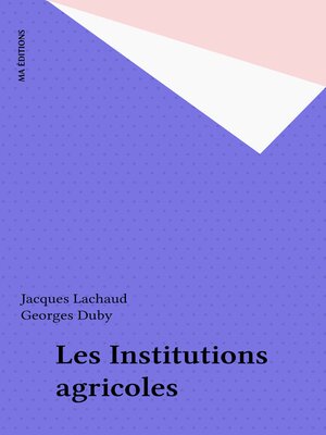 cover image of Les Institutions agricoles